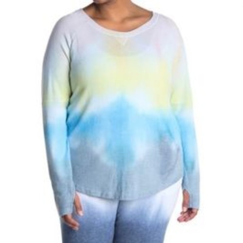 Theo & Spence Tie Dye Sweatshirt Top Crew Neck Thumbhole Multi-Color Size XL